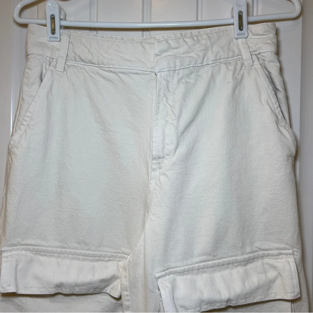 Zara Women’s‎ Ivory Cargo Pants Pockets 90’s Y2K Women’s Size XS - Picture 3 of 16